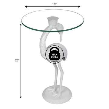 Blanche 25" Classic Mid-Century Glass Top Flamingo End Table